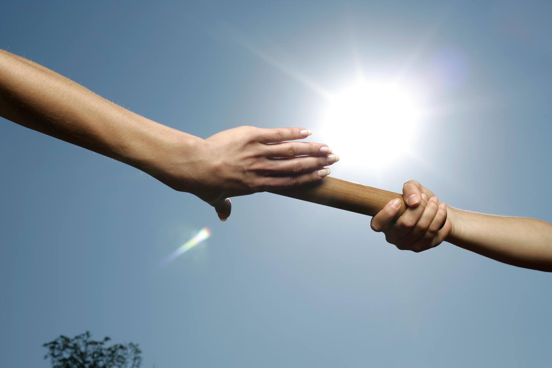 people holding a stick on two ends