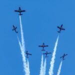 aerial display of aircraft performing airshow maneuvers
