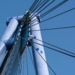 pillars and suspension cables of bridge